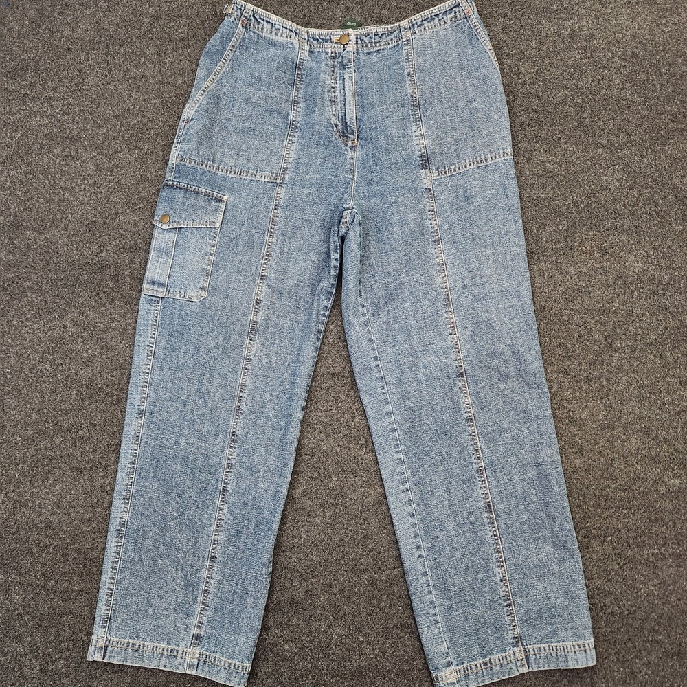 Vintage Ralph Lauren LRL Womens 16W High Rise Side Buckle Wide Leg Cargo Utility